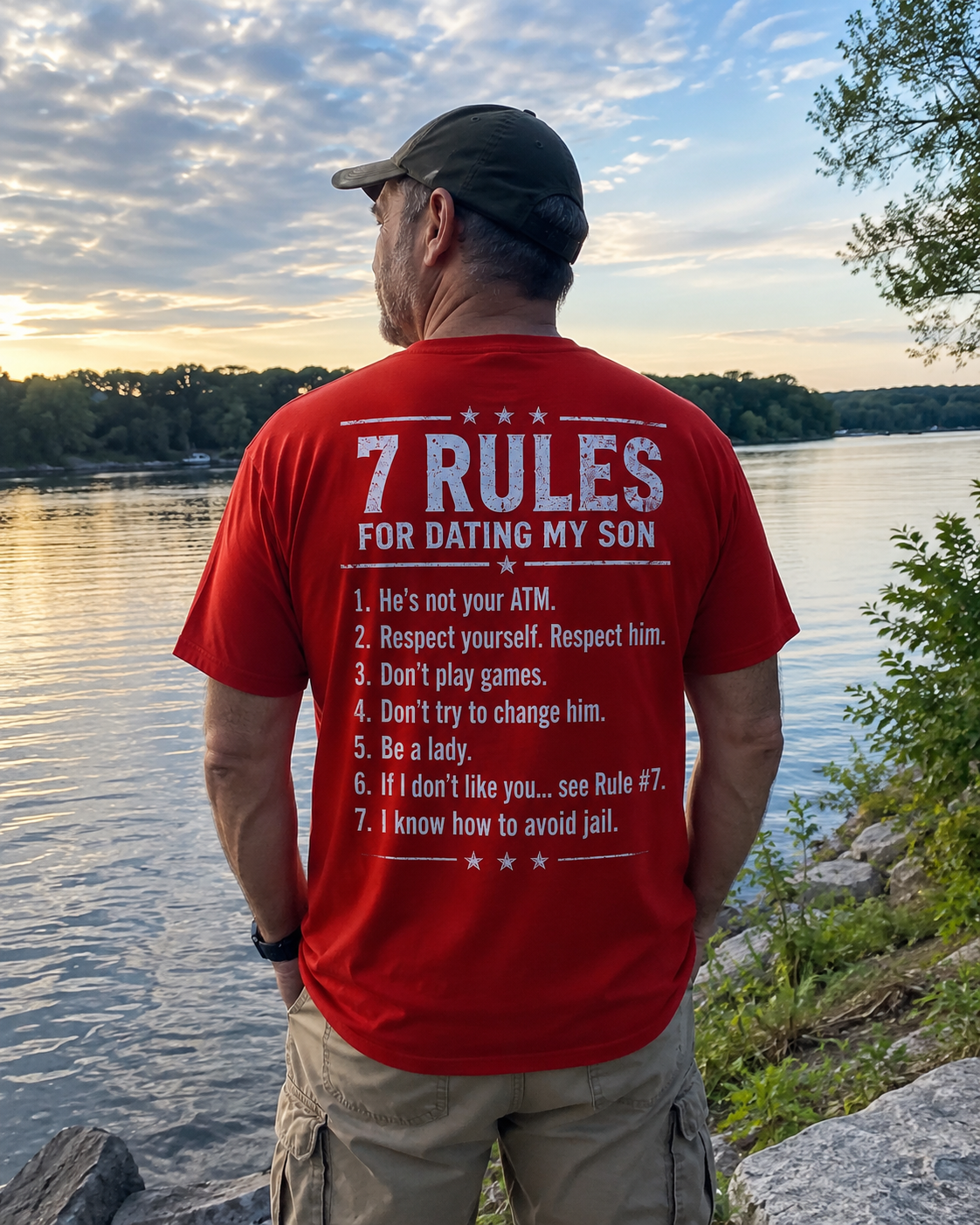 7 Rules for Dating My Son Shirt – Funny Protective Dad T-Shirt, Father’s Day Gift