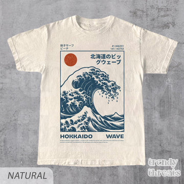 Retro Japanese Surf Tee - Natural - Gift for friends