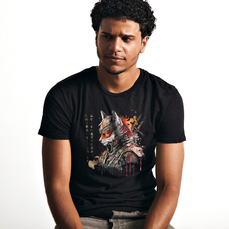 Japanese Samurai Fox Tee - Gift for friends