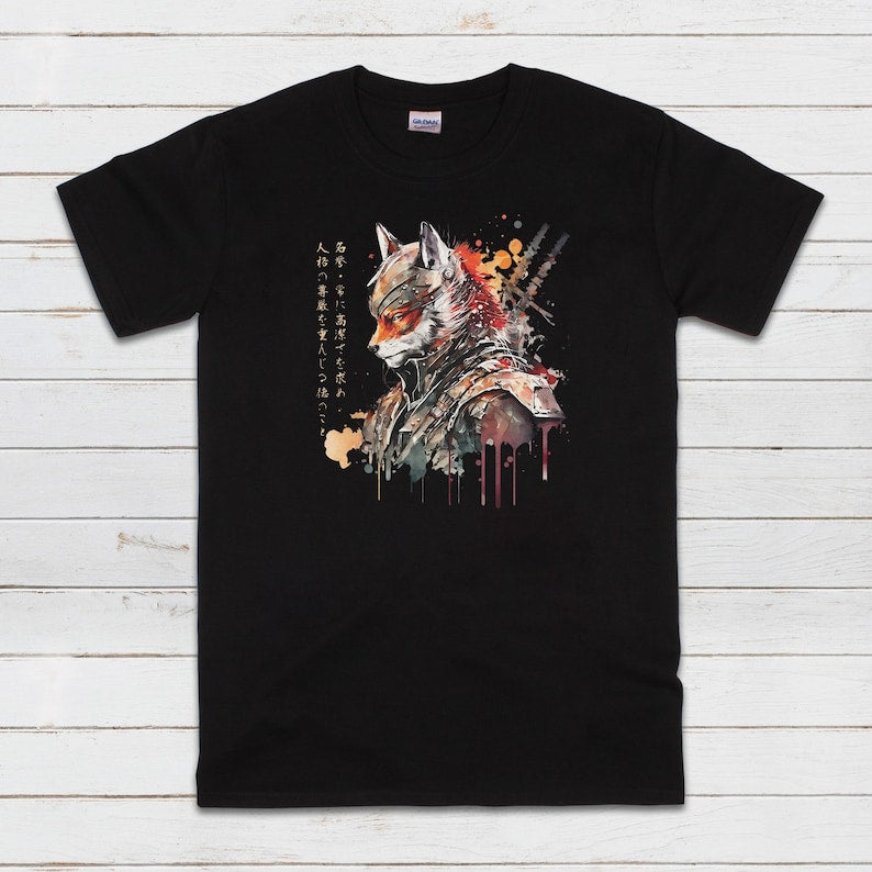 Japanese Samurai Fox Tee - Gift for friends