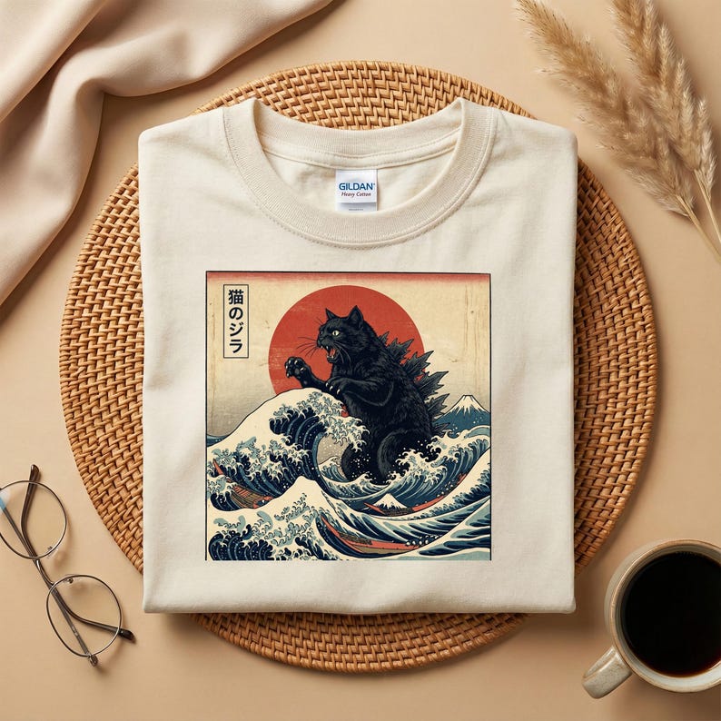 Vintage Black Kaiju Cat Tee - Gift for friends