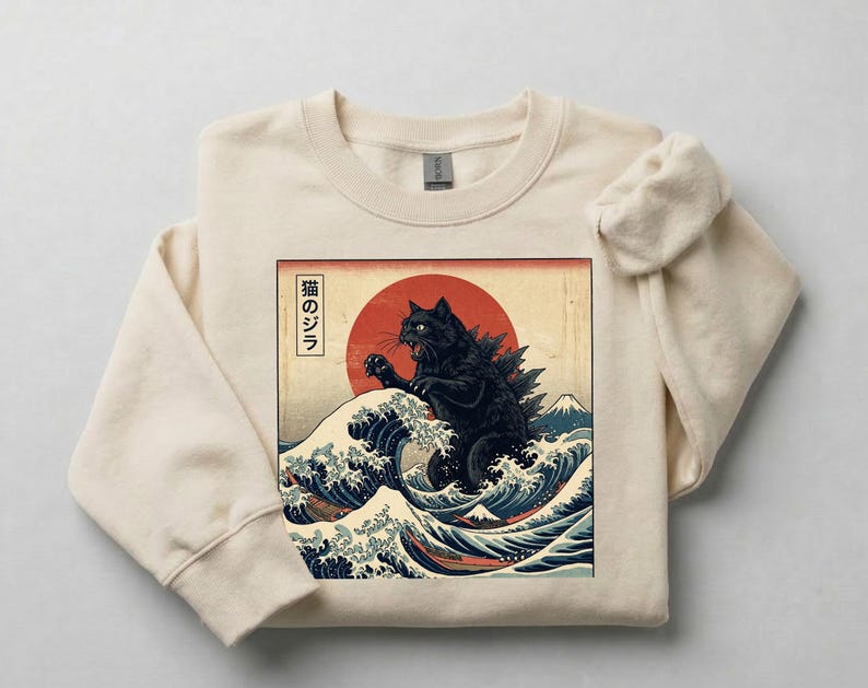 Vintage Black Kaiju Cat Tee - Gift for friends
